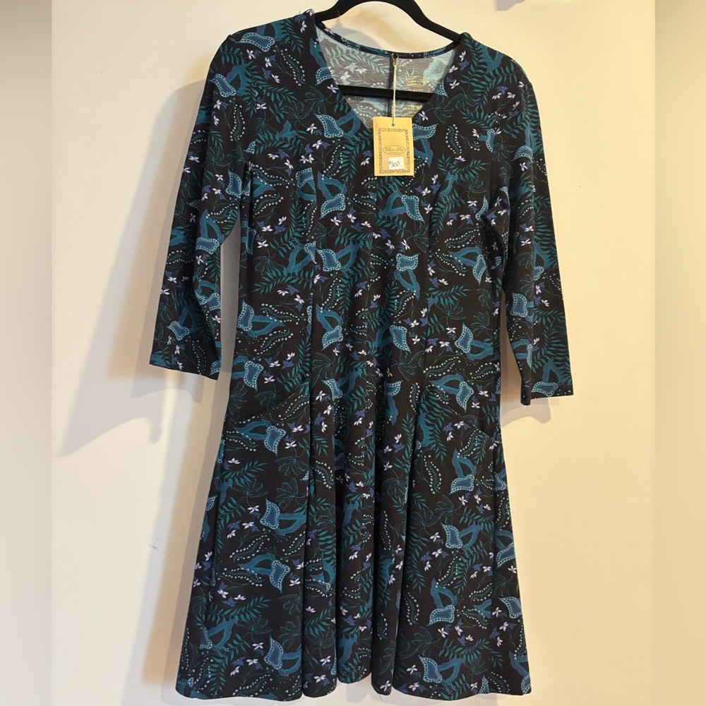 Blue Sky Black and Teal Floral Dress